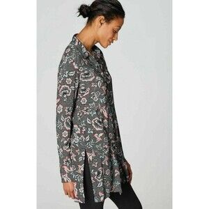 J.Jill Women's Lightweight Marvelflor Crinkle Long Sleeve Button Down Shirt S